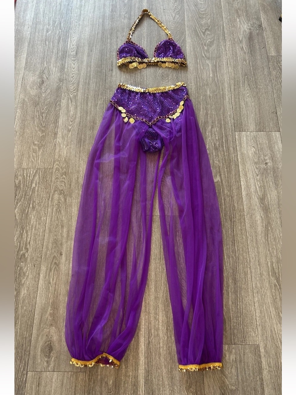 Vintage Y2K Fredericks Hollywood Purple Sequin Genie Costume M Belly Dancer RARE